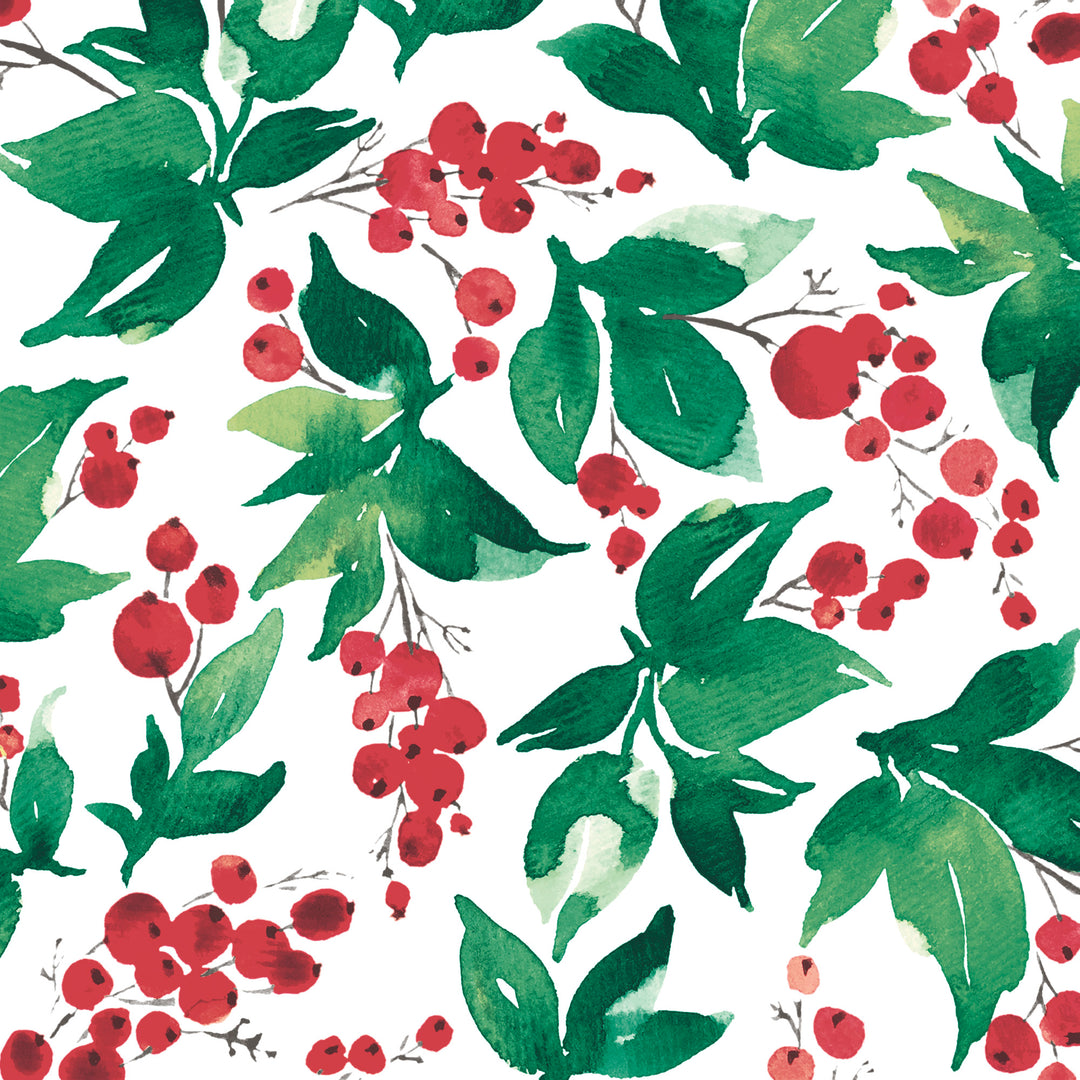 Berry Green Leaf Cocktail Napkin