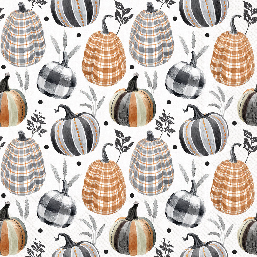 Pumpkin Checks grey Cocktail Napkin