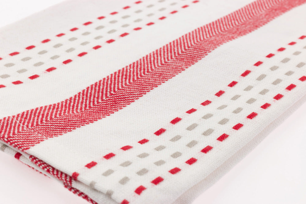 Red Stripe and Plaid Tea Towels (Set of 2)