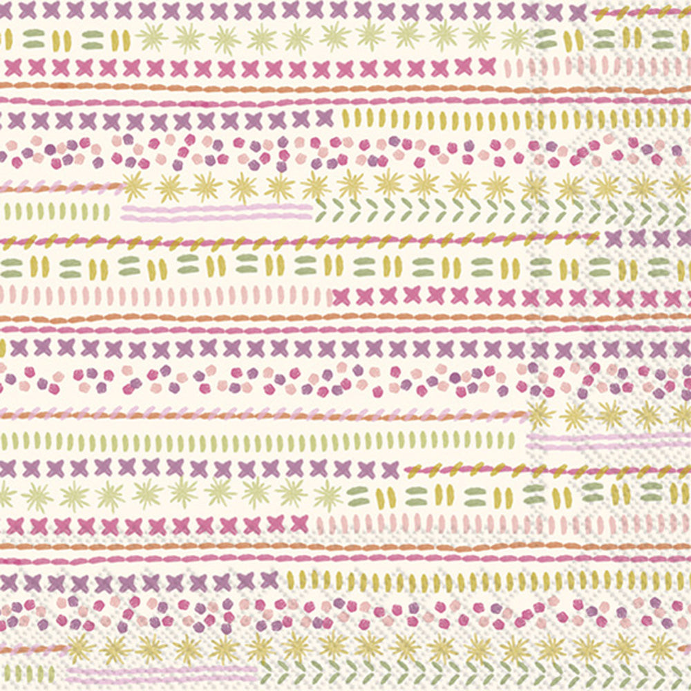 Servilleta de cóctel Sampler Stripes rosa