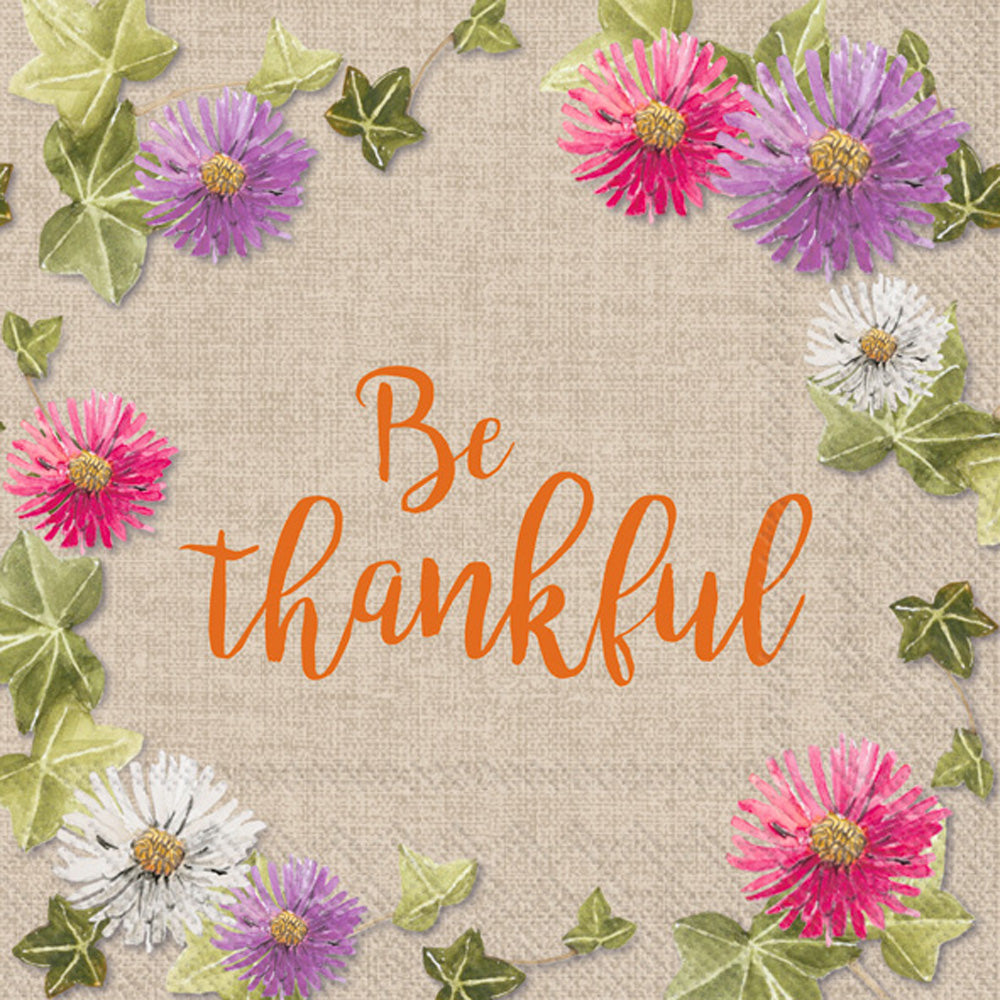 Servilleta de cóctel de lino "Be Thankful"