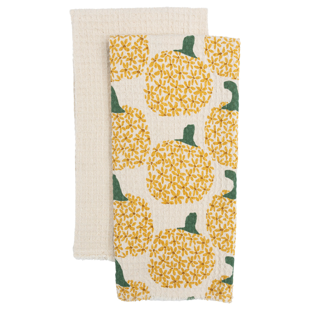 Floral Pumpkin Tea Towel Set of 2