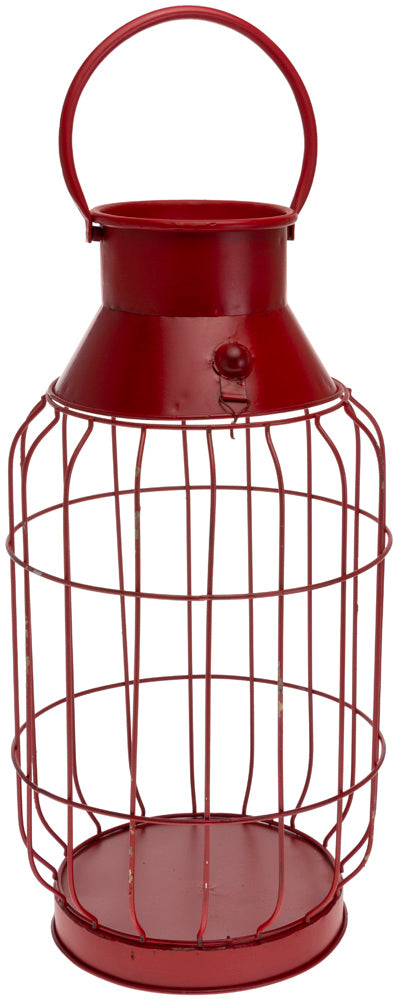 Faroles de boya de metal rojo y blanco (juego de 2)