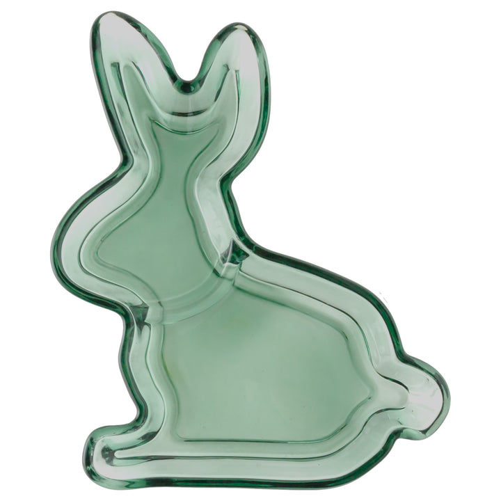 Green Glass Bunny Tray