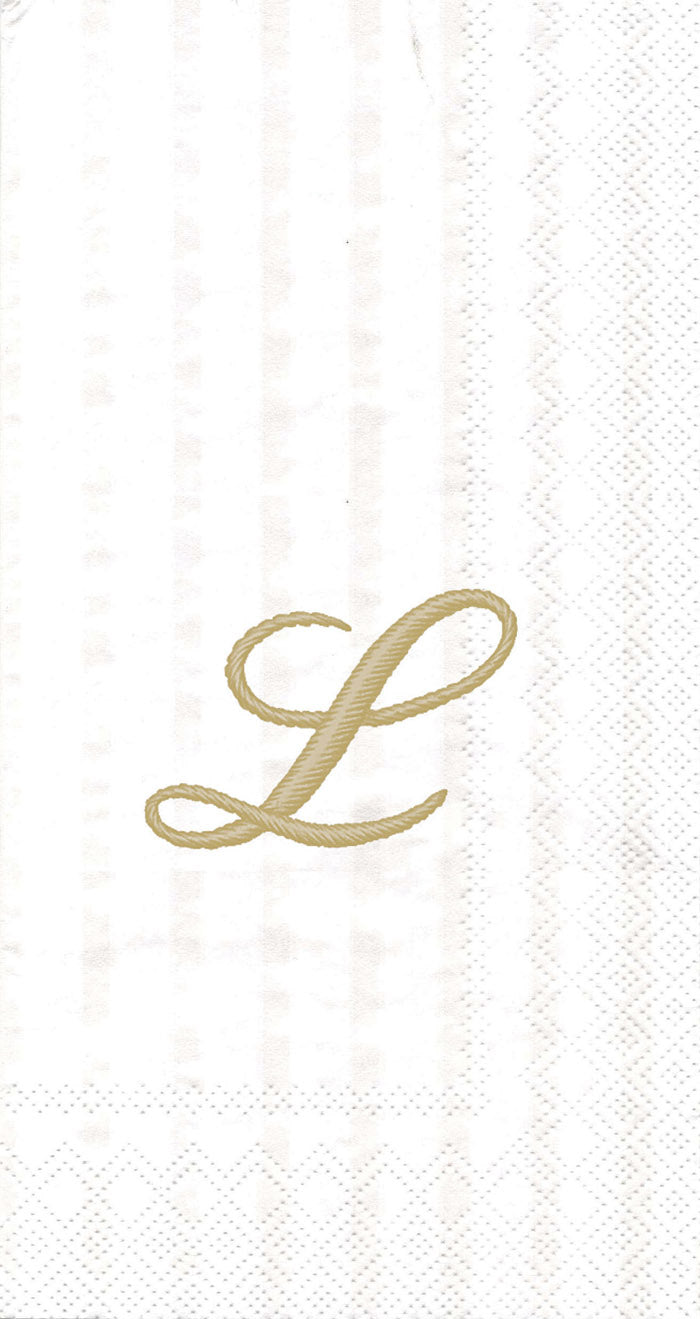 Toalla de invitados Stripes Again Monogram L Crema