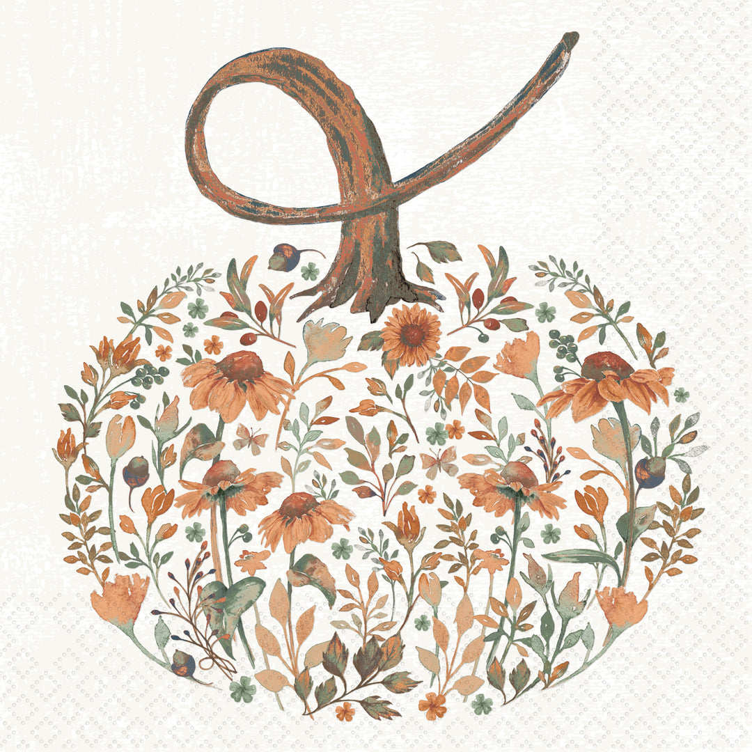Floral Pumpkin Flod Lunch Napkin