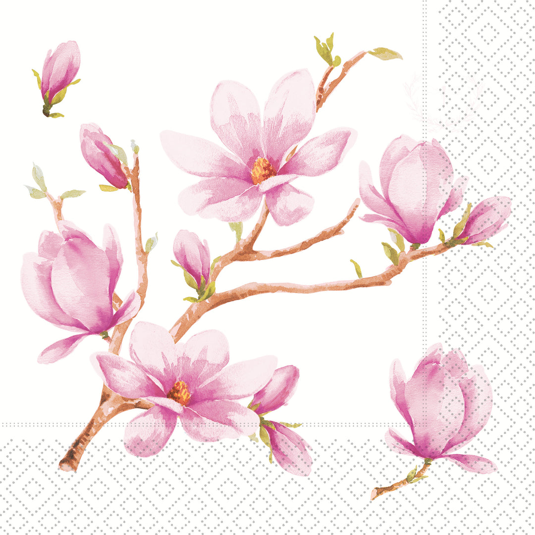 Servilleta para almuerzo con diseño de magnolia rosa