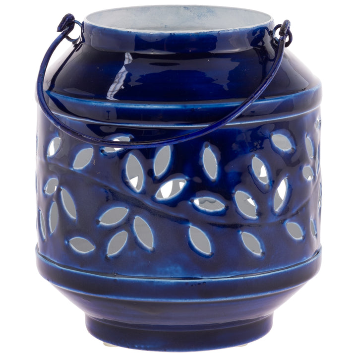 Linterna pequeña de metal para exteriores de color azul marino