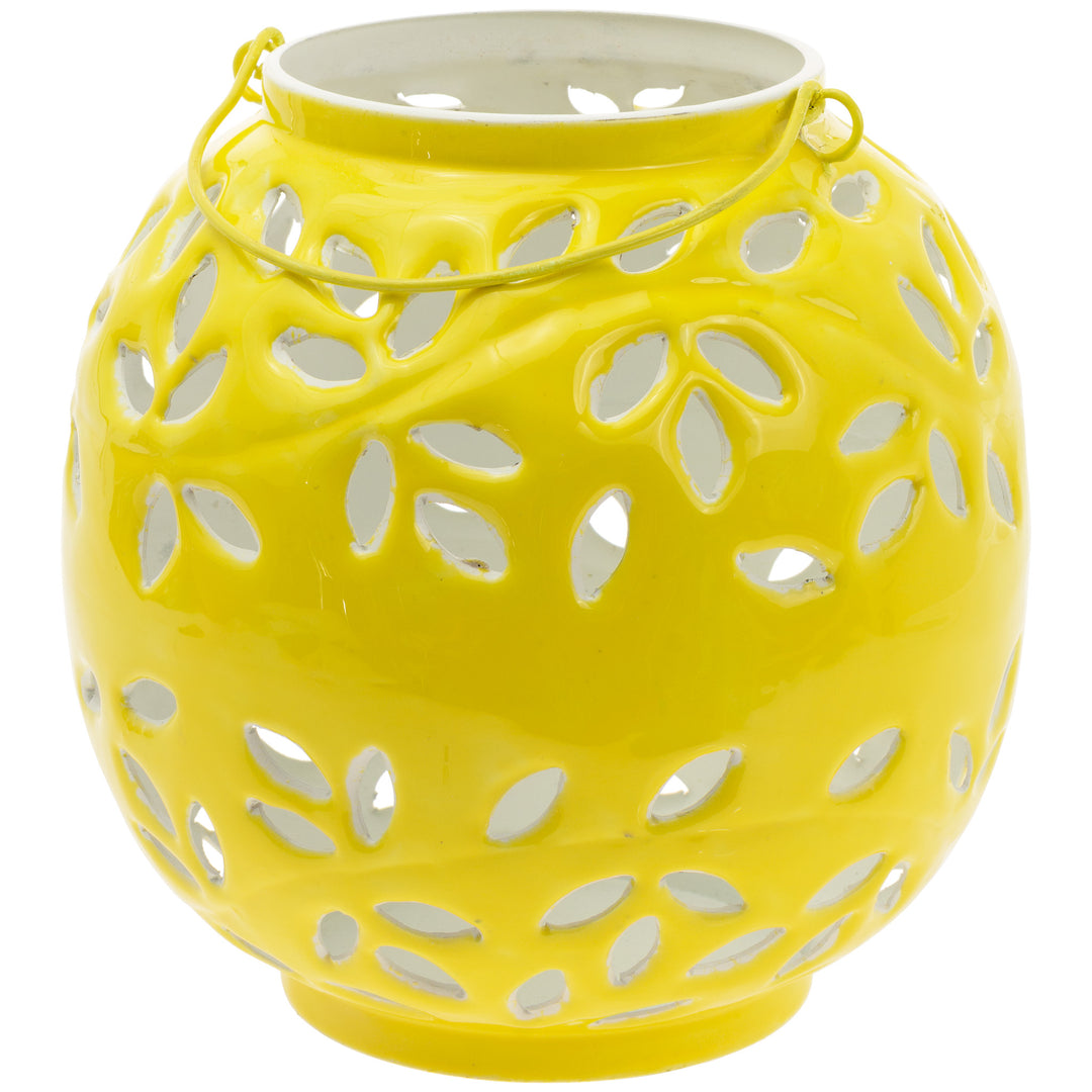 Farol grande de metal amarillo para exterior