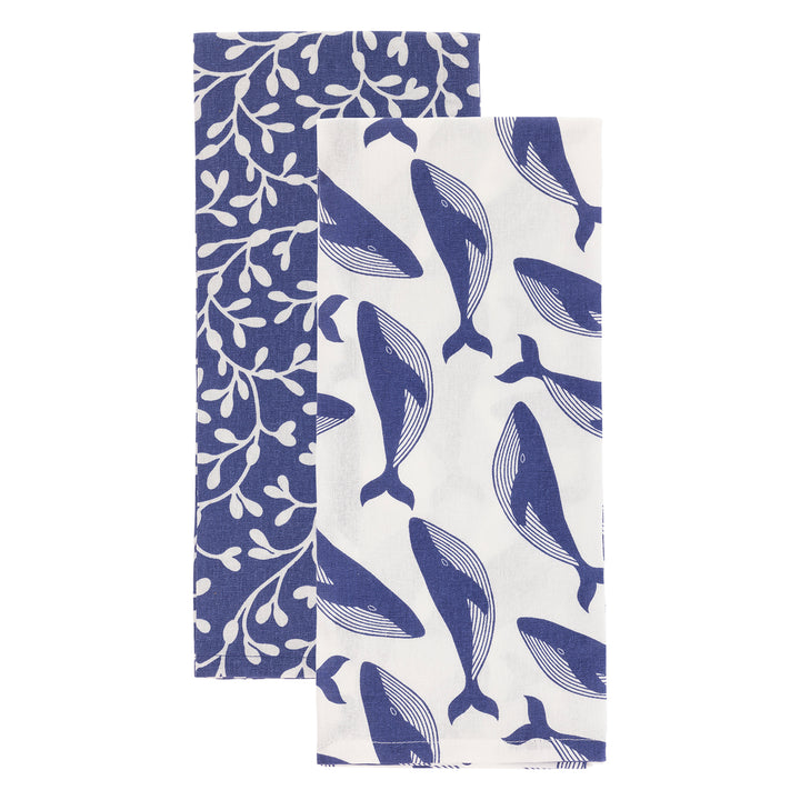 Paño de cocina con diseño de ballena azul marino (juego de 2)