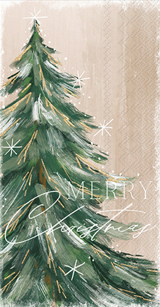 Toalla de invitados con árbol pictórico dorado