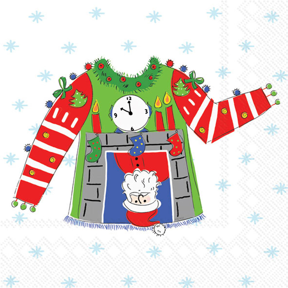 Servilleta de cóctel con diseño de suéter de Papá Noel