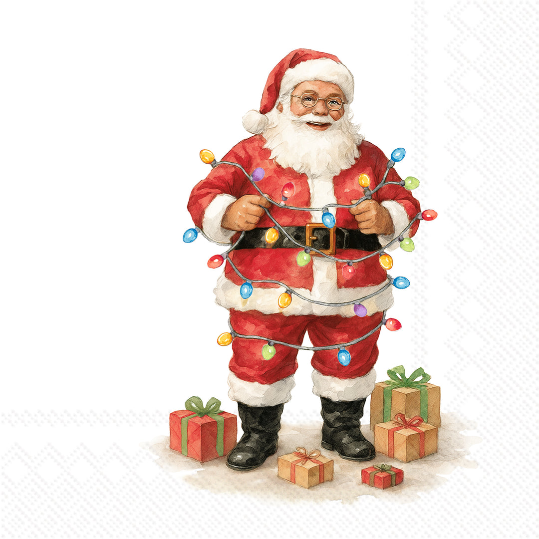 Santa With Lights Lunch Napkin