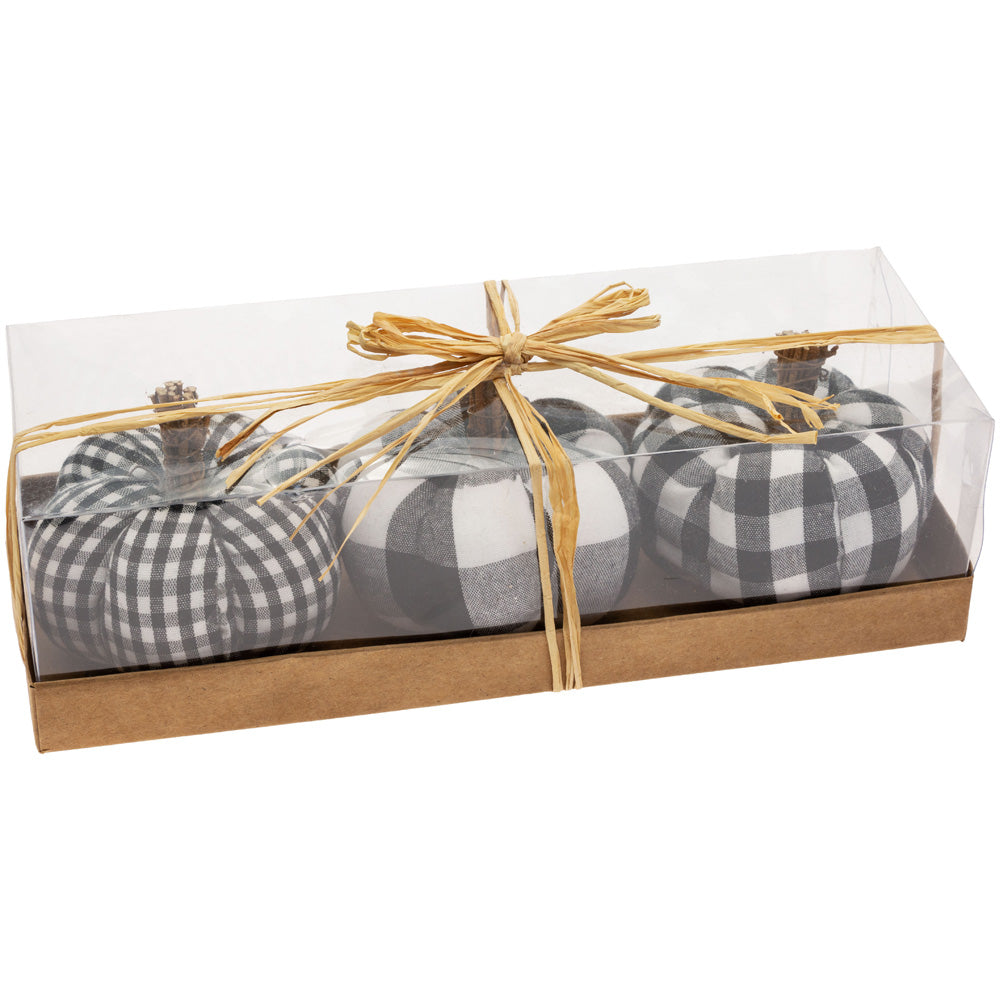 Calabazas en blanco y negro en caja, juego de 3