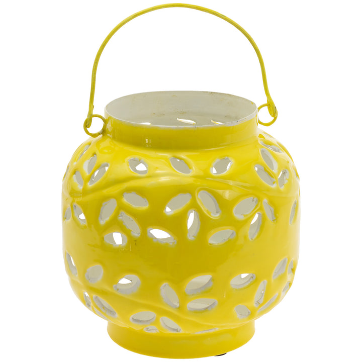 Farol de exterior mediano de metal amarillo
