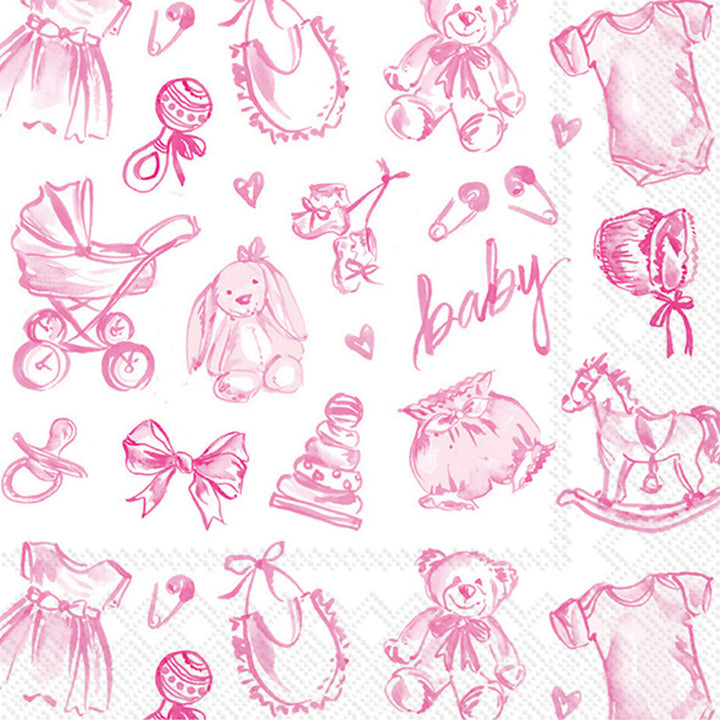 Servilleta de cóctel Baby Toile rosa