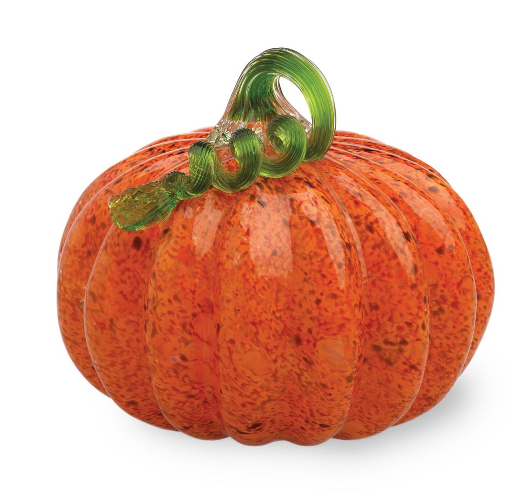 Calabaza de cristal mediana naranja con tallo verde