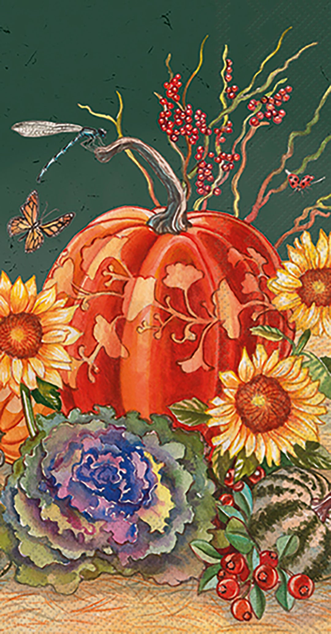 Toalla de invitados con calabazas y girasoles