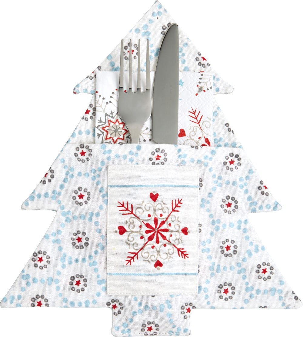 Bolsillo para cubiertos Winter Dotty azul claro