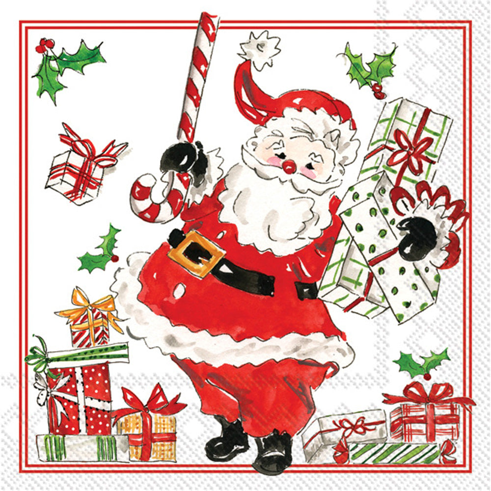 Servilleta de cóctel Holly Jolly Santas
