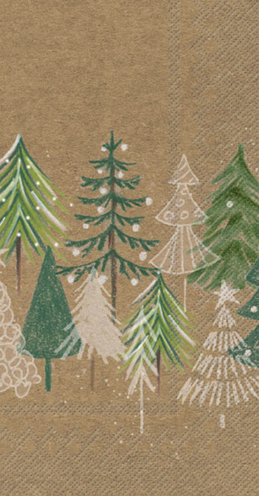 Toalla de invitados con árboles de Navidad verdes, blanca y verde