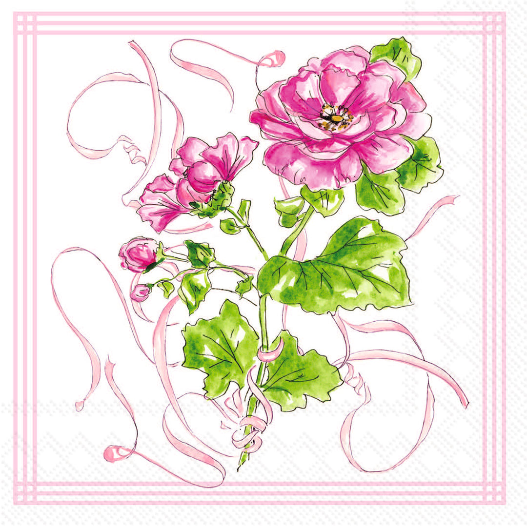 Servilleta de cóctel para fiesta en el jardín rosa