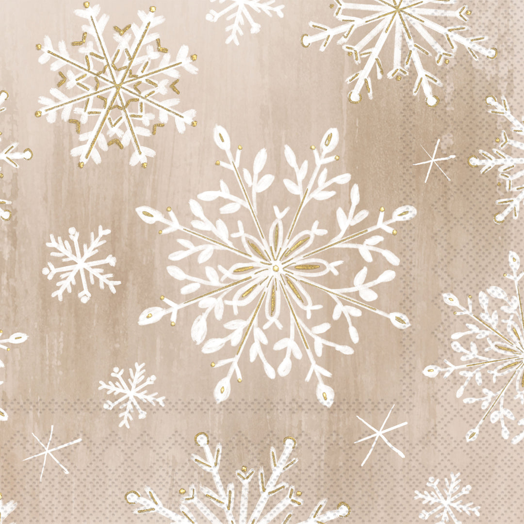 Gilded Snowflake Cream Cocktail Napkin