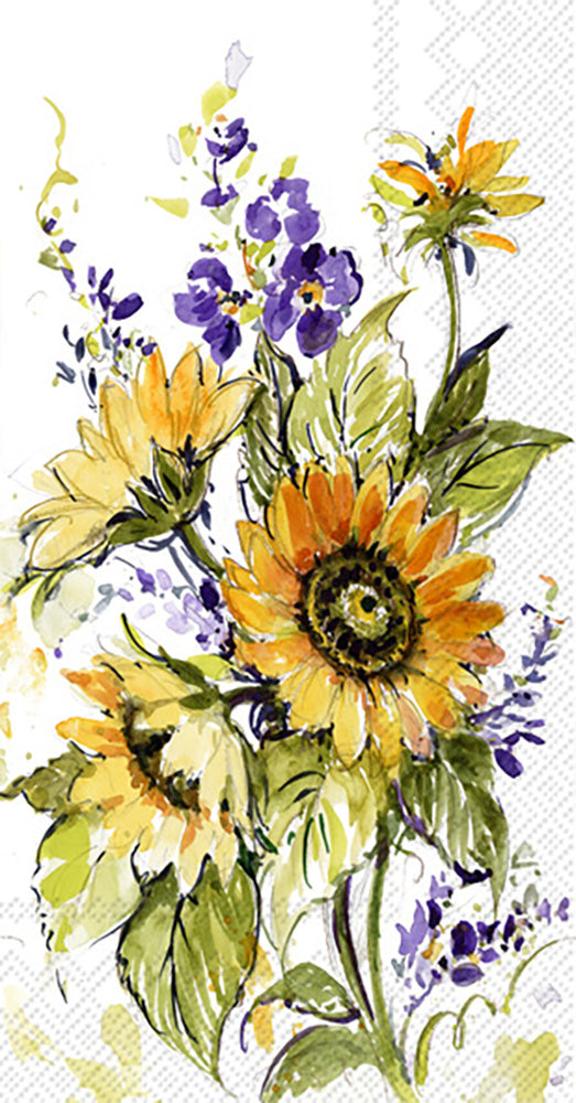 Toalla de invitados con motivo de girasoles