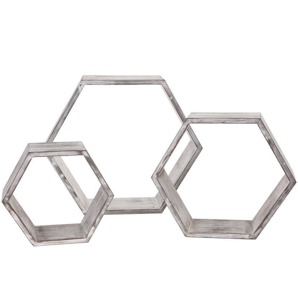 Estantes hexagonales blancos anidados (juego de 3)