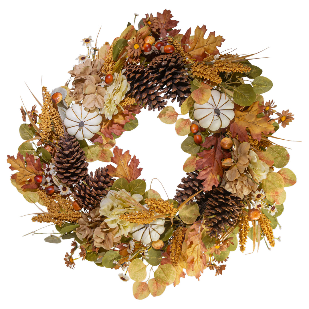 Autumn Pumpkins and Pinecones Wreath
