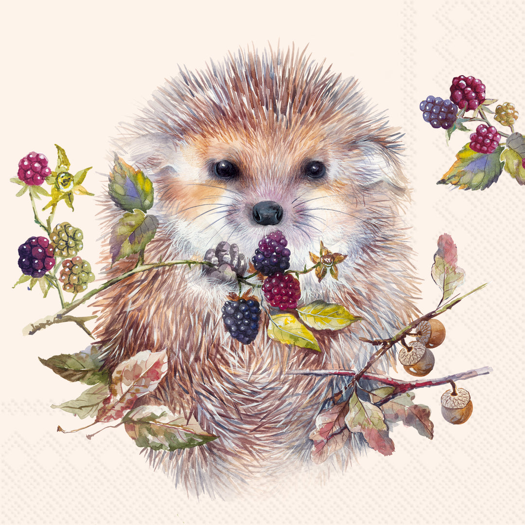 Servilleta de cóctel con diseño de erizo del bosque