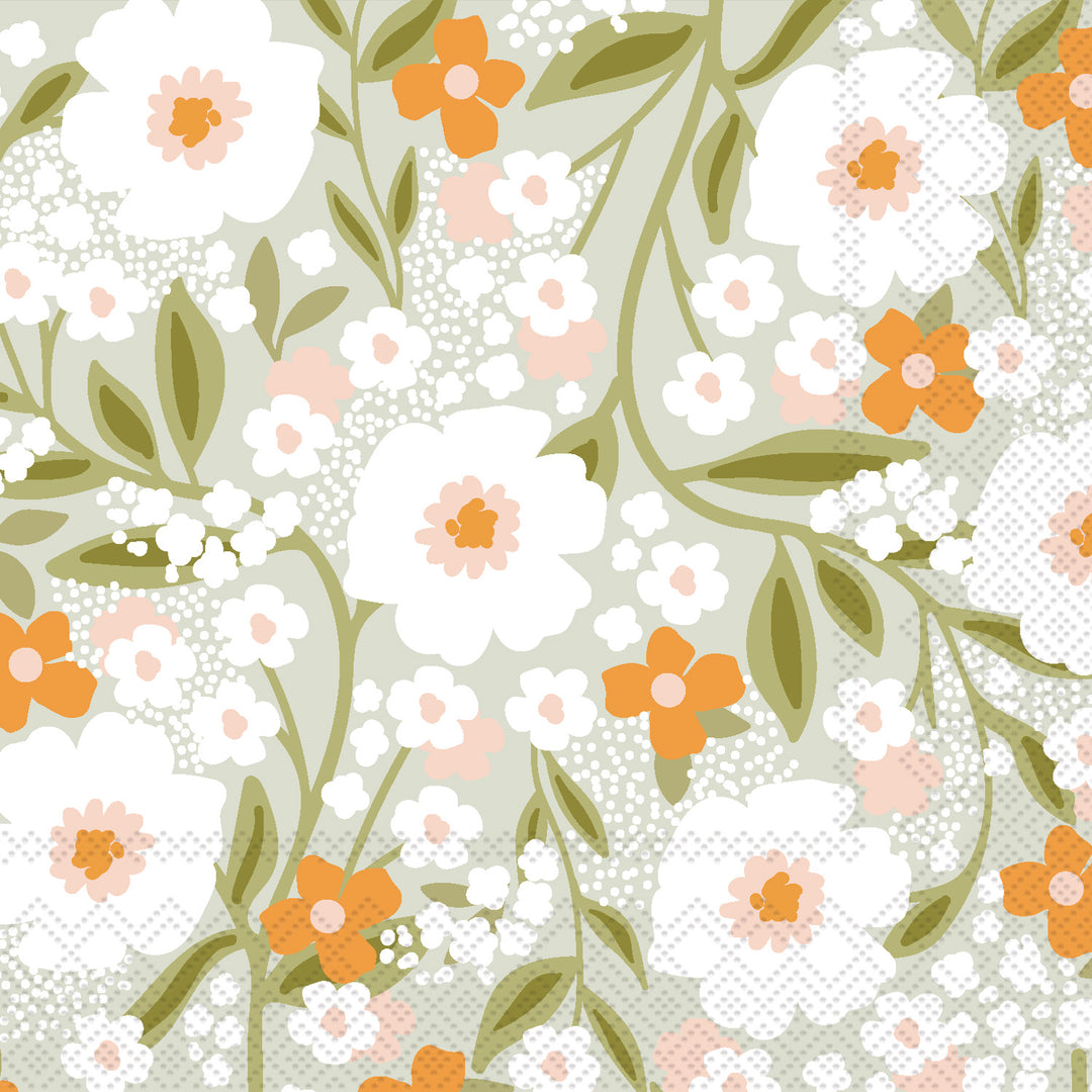 Floral Haven Cocktail Napkin sage