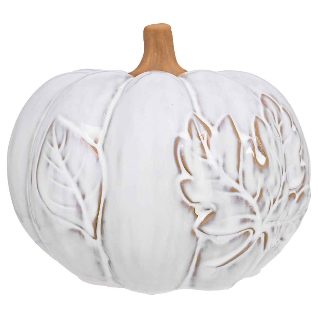 Leaf Embossed Reactive Glaze Pumpkin
