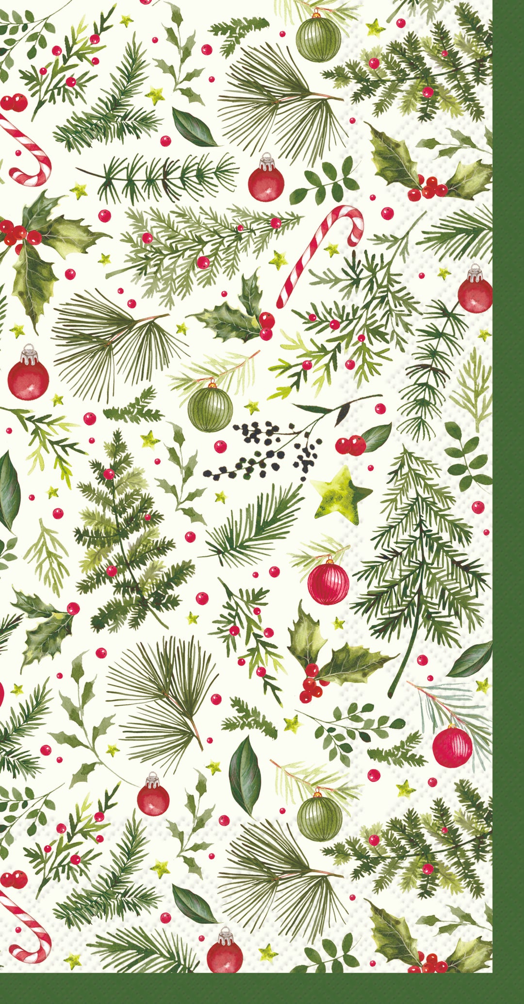 Christmas Branches Allover Guest Towel light green