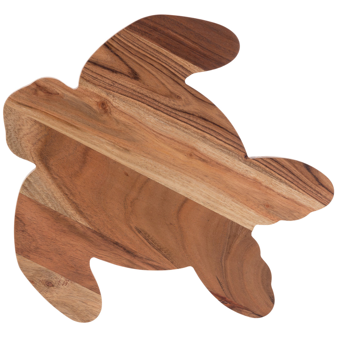 Tabla de cortar de madera de acacia con forma de tortuga marina