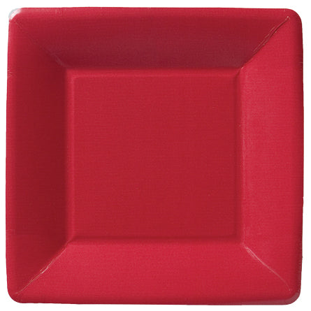 Plato de postre cuadrado clásico de lino rojo