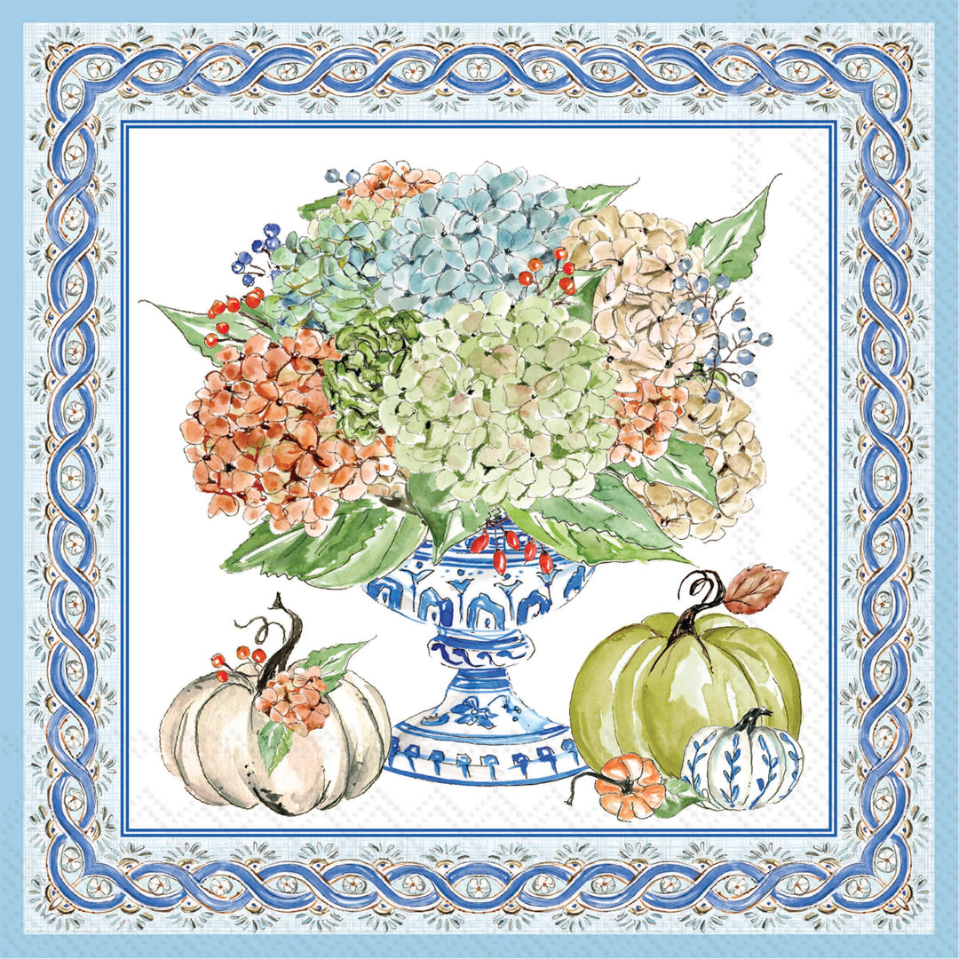 Fall Hydrangea Urn Cocktail Napkin