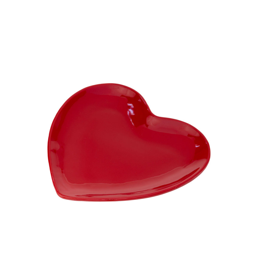 Plato pequeño de corazón rojo