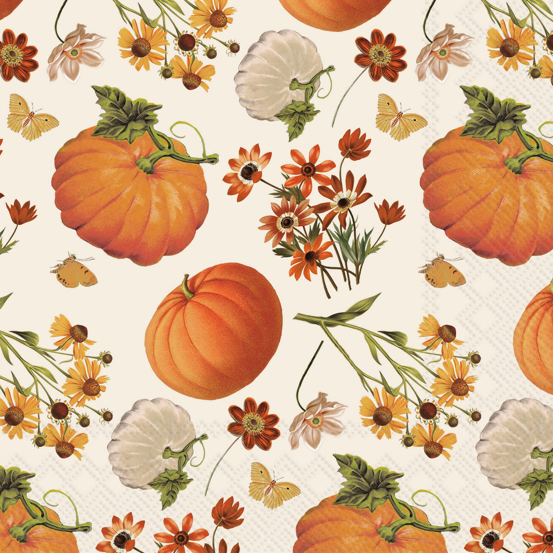 Floral Pumpkins Lunch Napkin