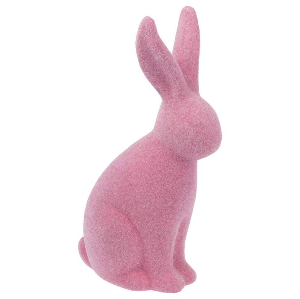 Conejito rosa flocado grande