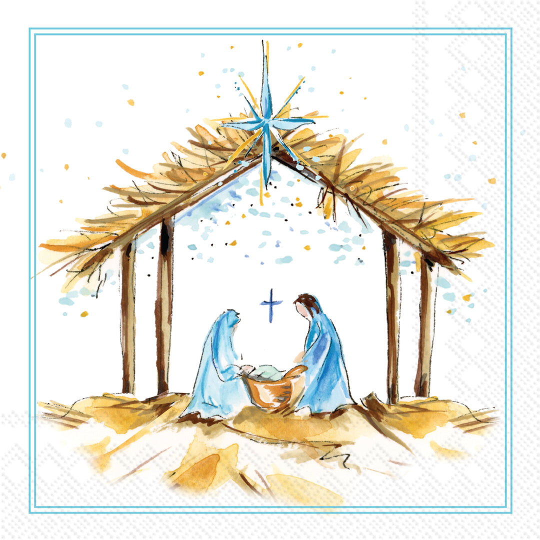 Blue Angels Nativity Cocktail Napkin