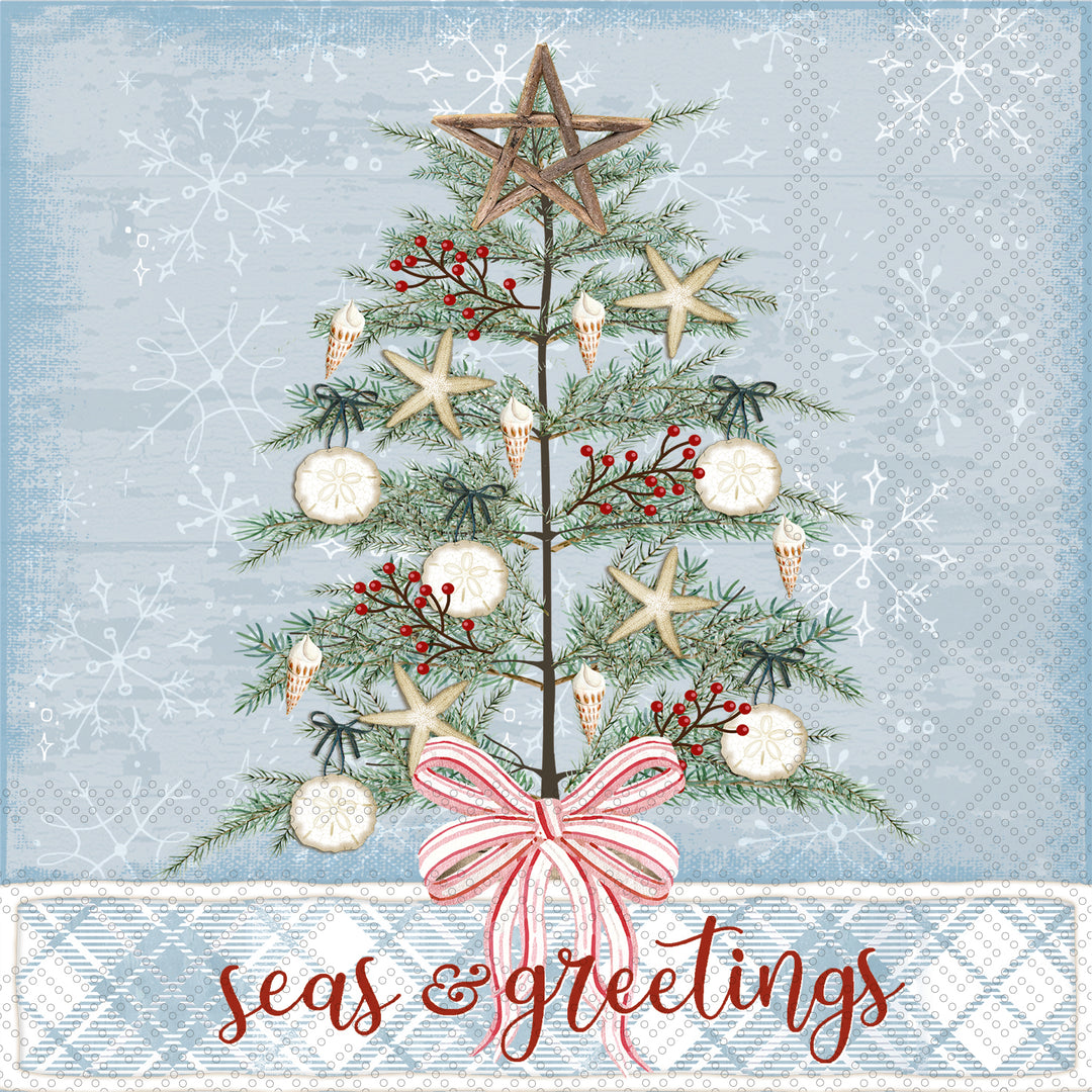 Coastal Christmas Tree Cocktail Napkin