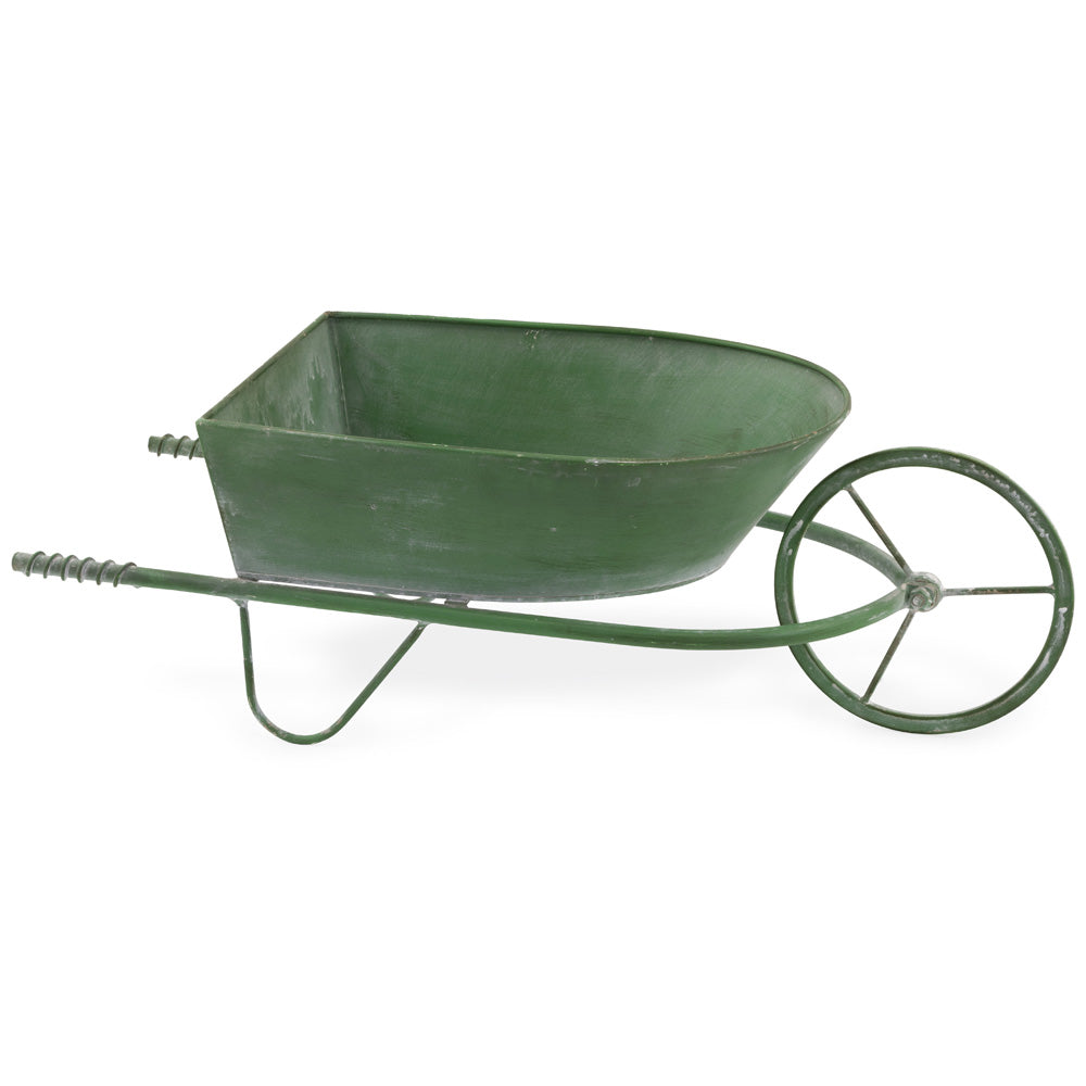 Carretilla de metal verde