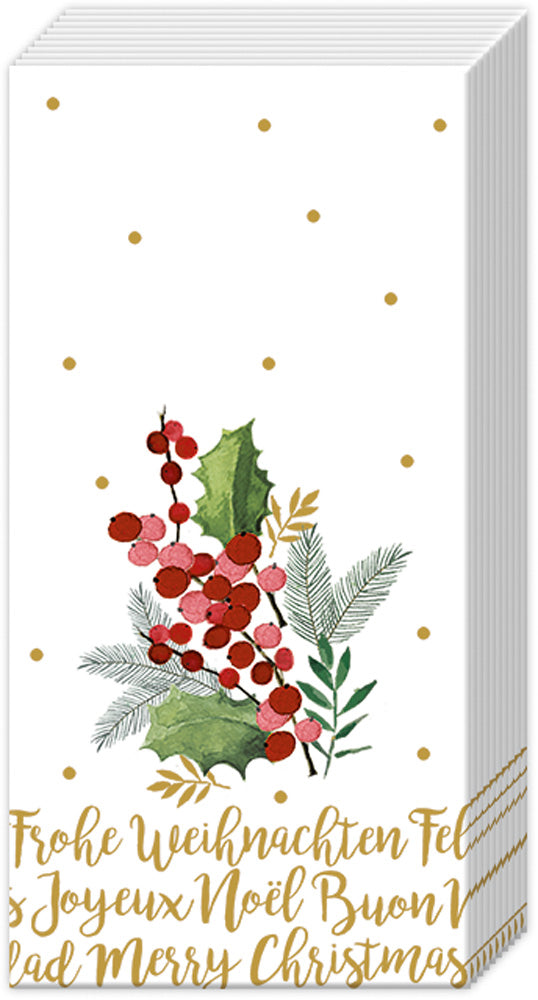 Pañuelos de bolsillo navideños en color crema