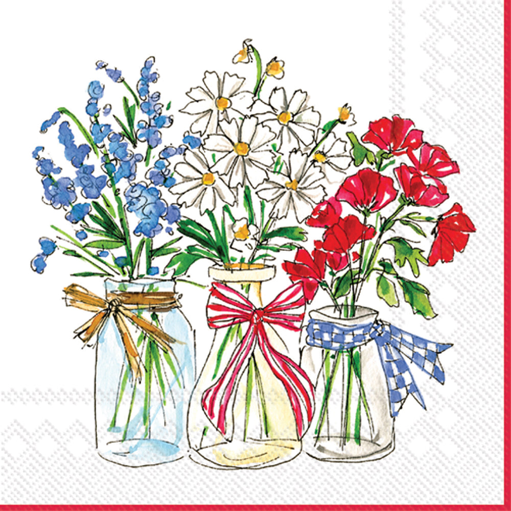 Patriotic Floral Cocktail Napkin
