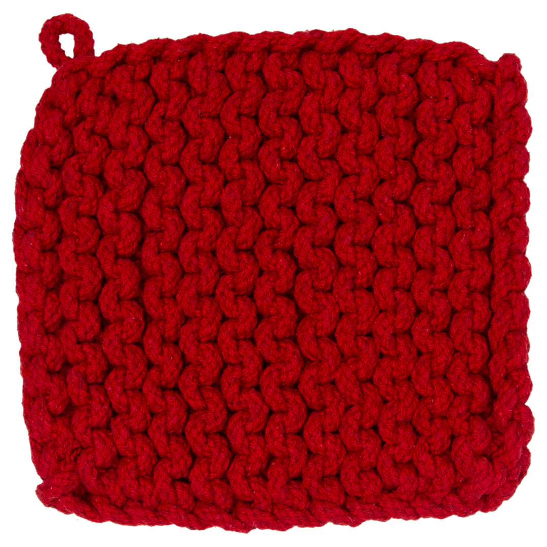 Red Chunky Knit Pot Holder