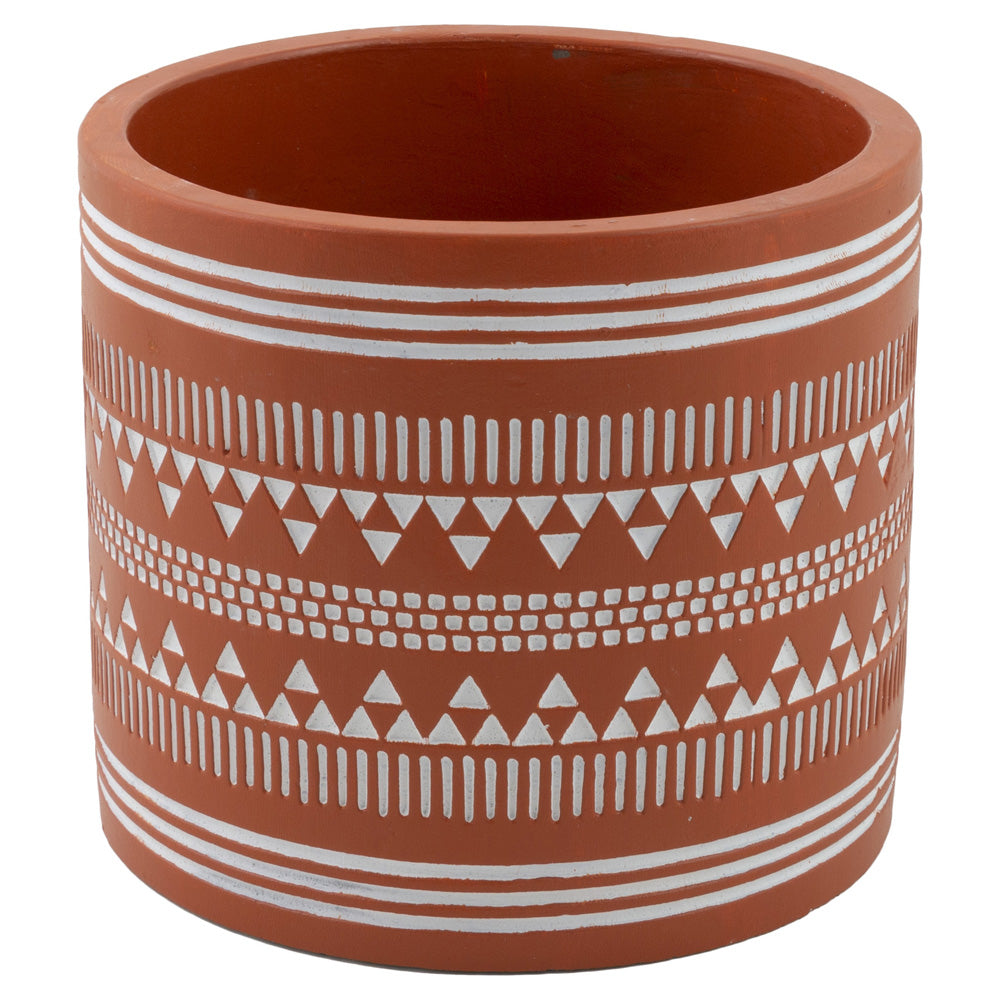 Maceta grande de terracota con estampado geométrico