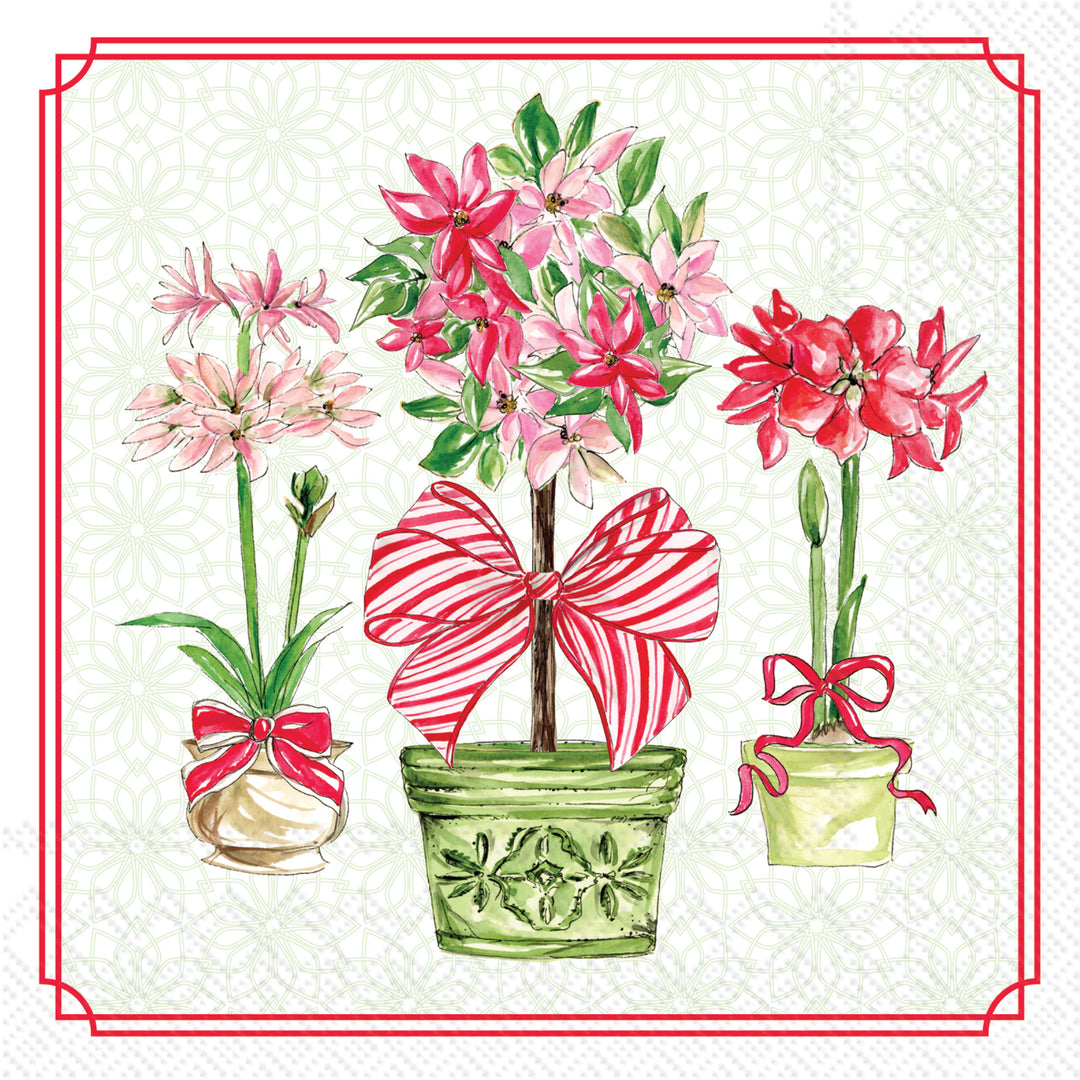 Holiday Poinsettias Cocktail Napkin