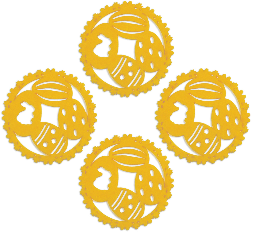 Posavasos de fieltro con forma de huevo (juego de 4) amarillo