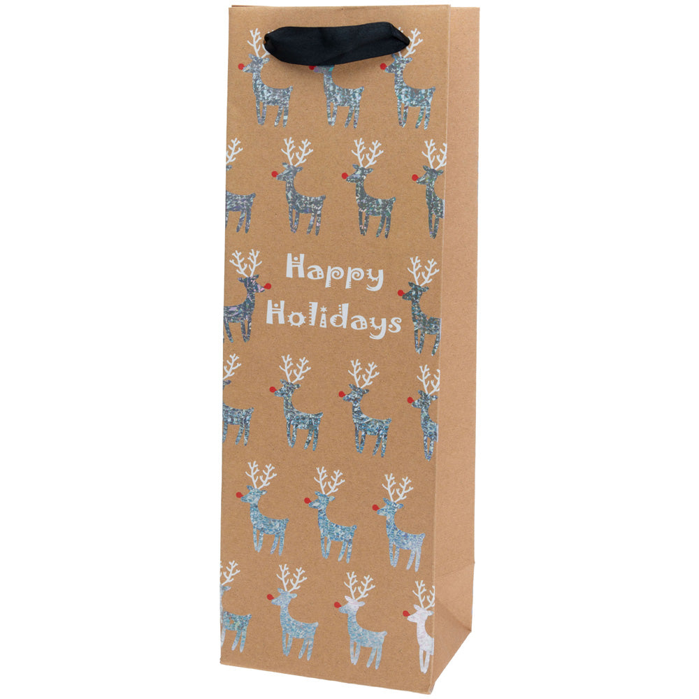 Bolsa para botellas con forma de ciervo y felices fiestas